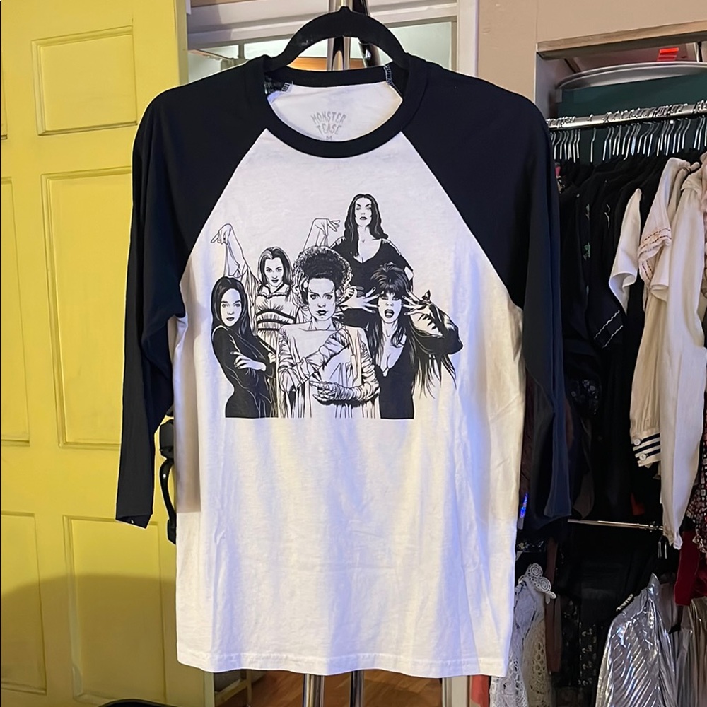 Black and White Horror Queens Raglan Tee